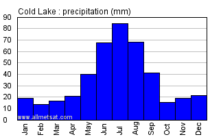 Cold Lake Alberta Canada Annual Precipitation Graph